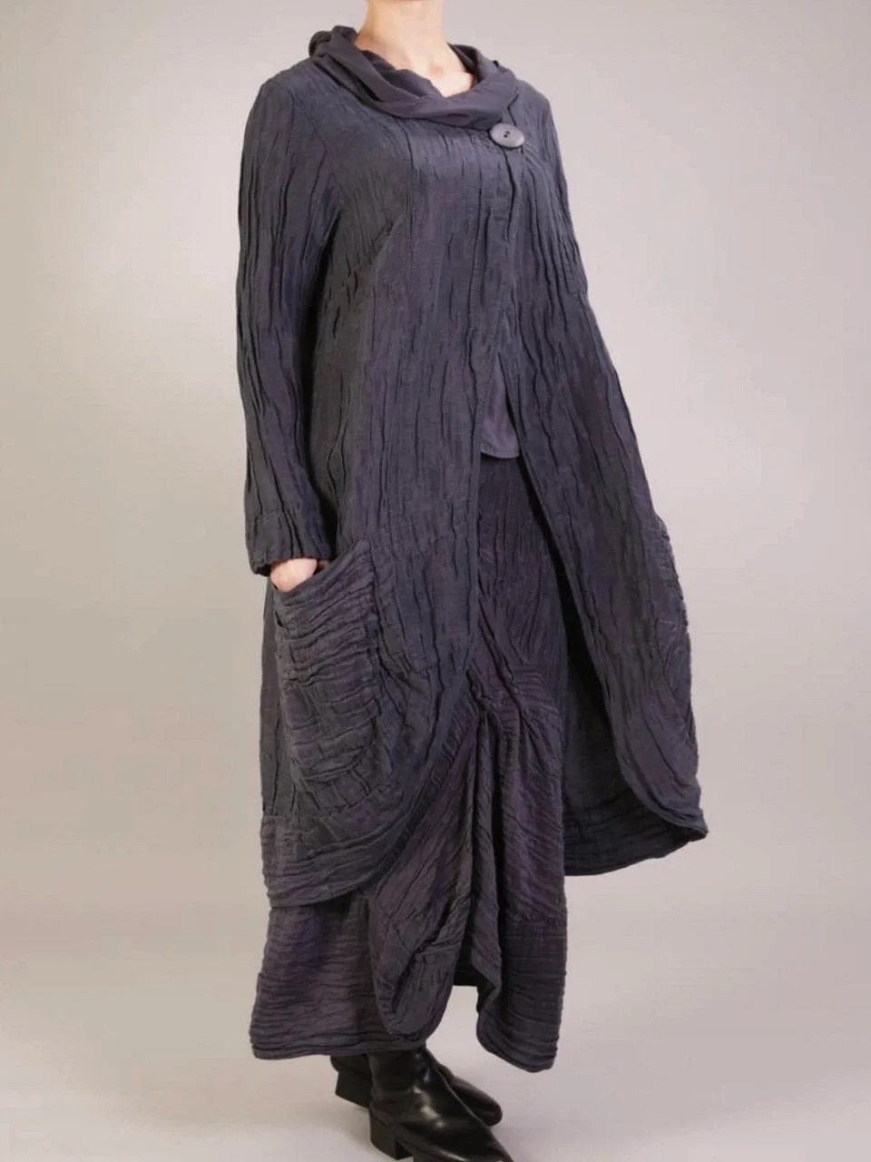 GRIZAS Long Silk Blend Elliptical Jacket
