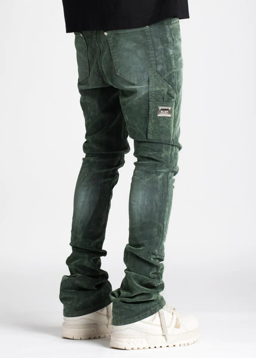 Guapi - Carpenter Stacked Denim Jeans (Hunter Green)
