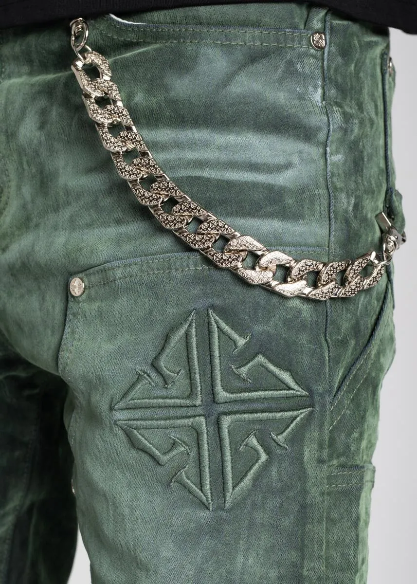 Guapi - Carpenter Stacked Denim Jeans (Hunter Green)