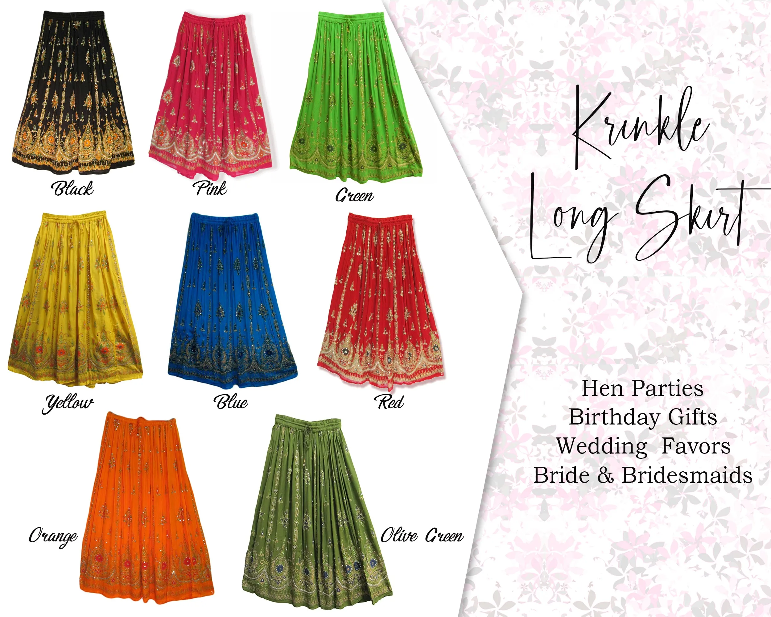 Gypsy retro Long Tie dye Multi color skirt Indian falda Rock, kjol boho , Indian Women Crinkle skirt ,Women Ethic Hippi Skirt