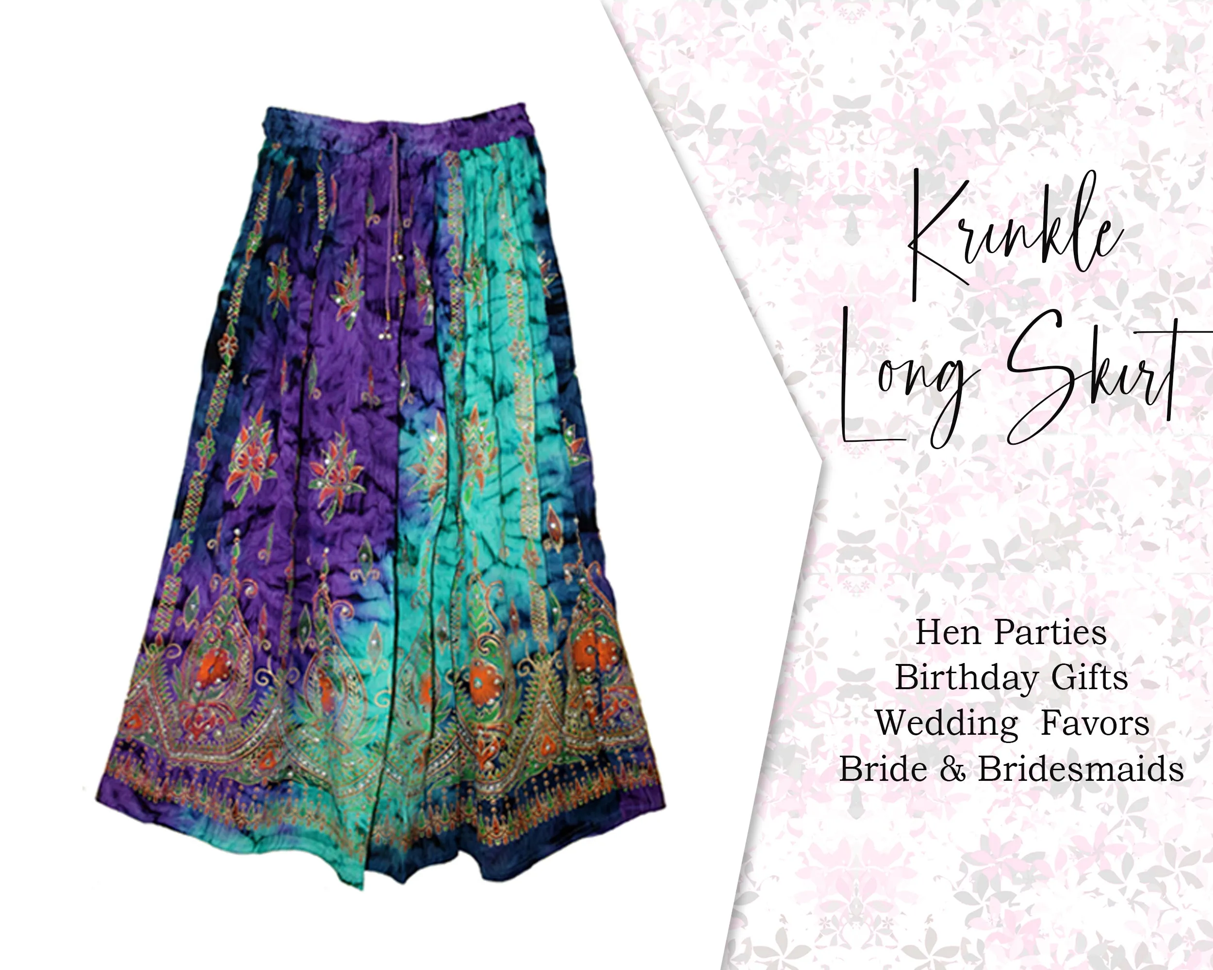 Gypsy retro Long Tie dye Multi color skirt Indian falda Rock, kjol boho , Indian Women Crinkle skirt ,Women Ethic Hippi Skirt
