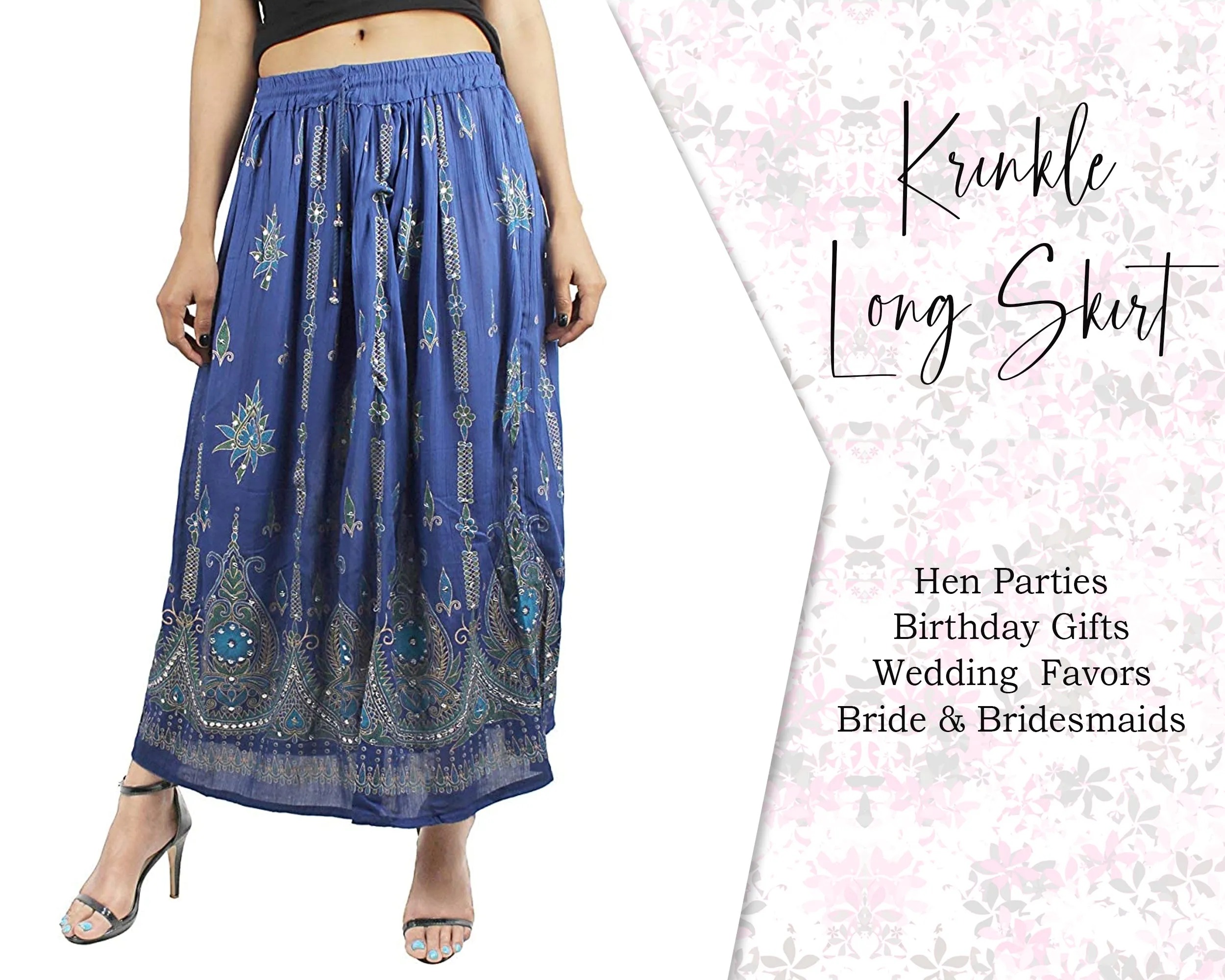 Gypsy retro Long Tie dye Multi color skirt Indian falda Rock, kjol boho , Indian Women Crinkle skirt ,Women Ethic Hippi Skirt