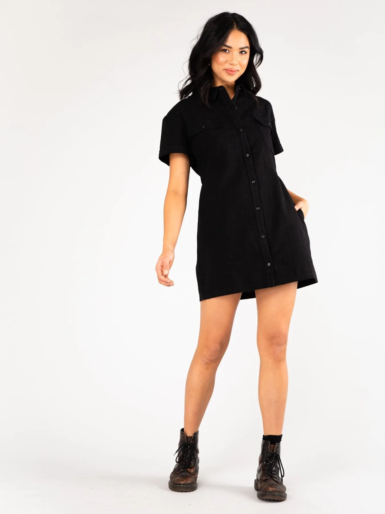 Heartbreaker Button Up Dress - Black