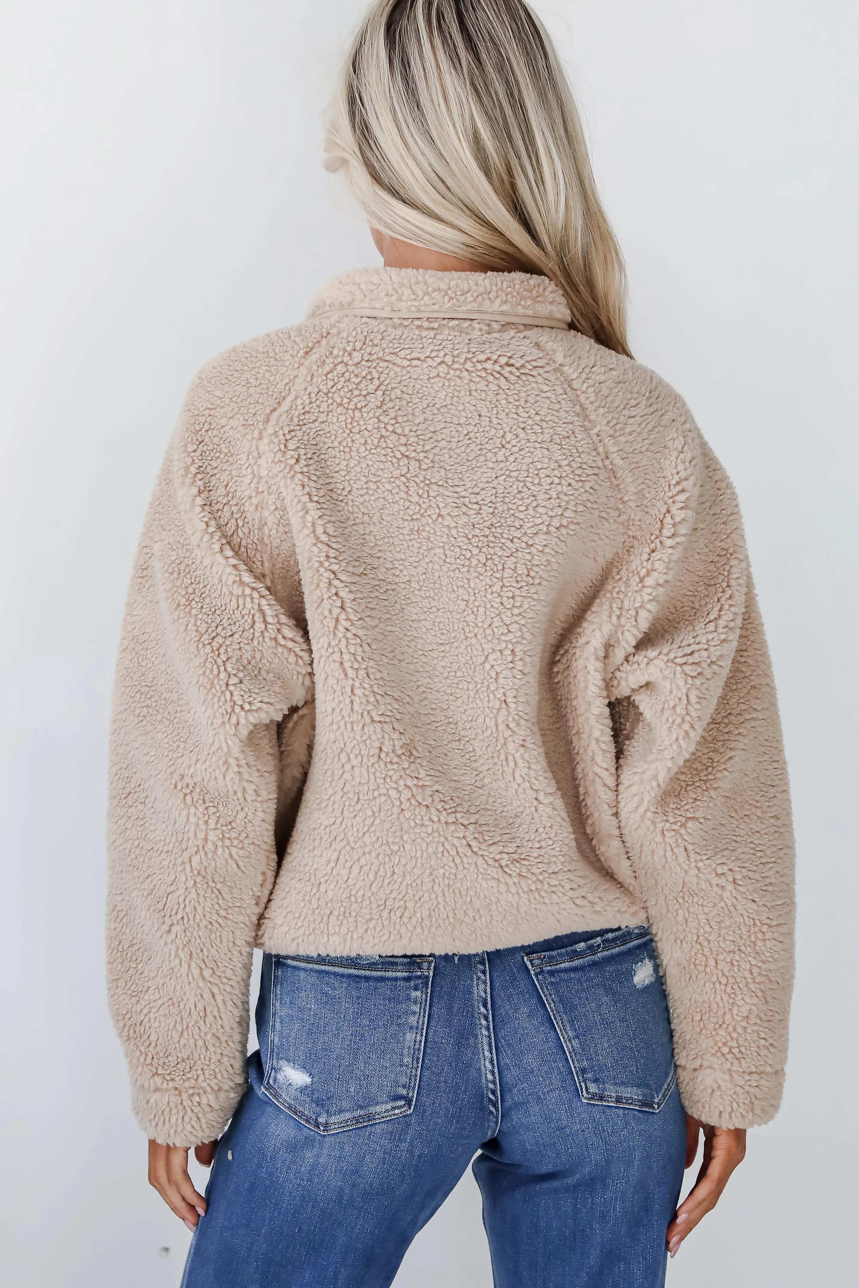 Hit The Slopes Beige Sherpa Pullover - DOORBUSTER