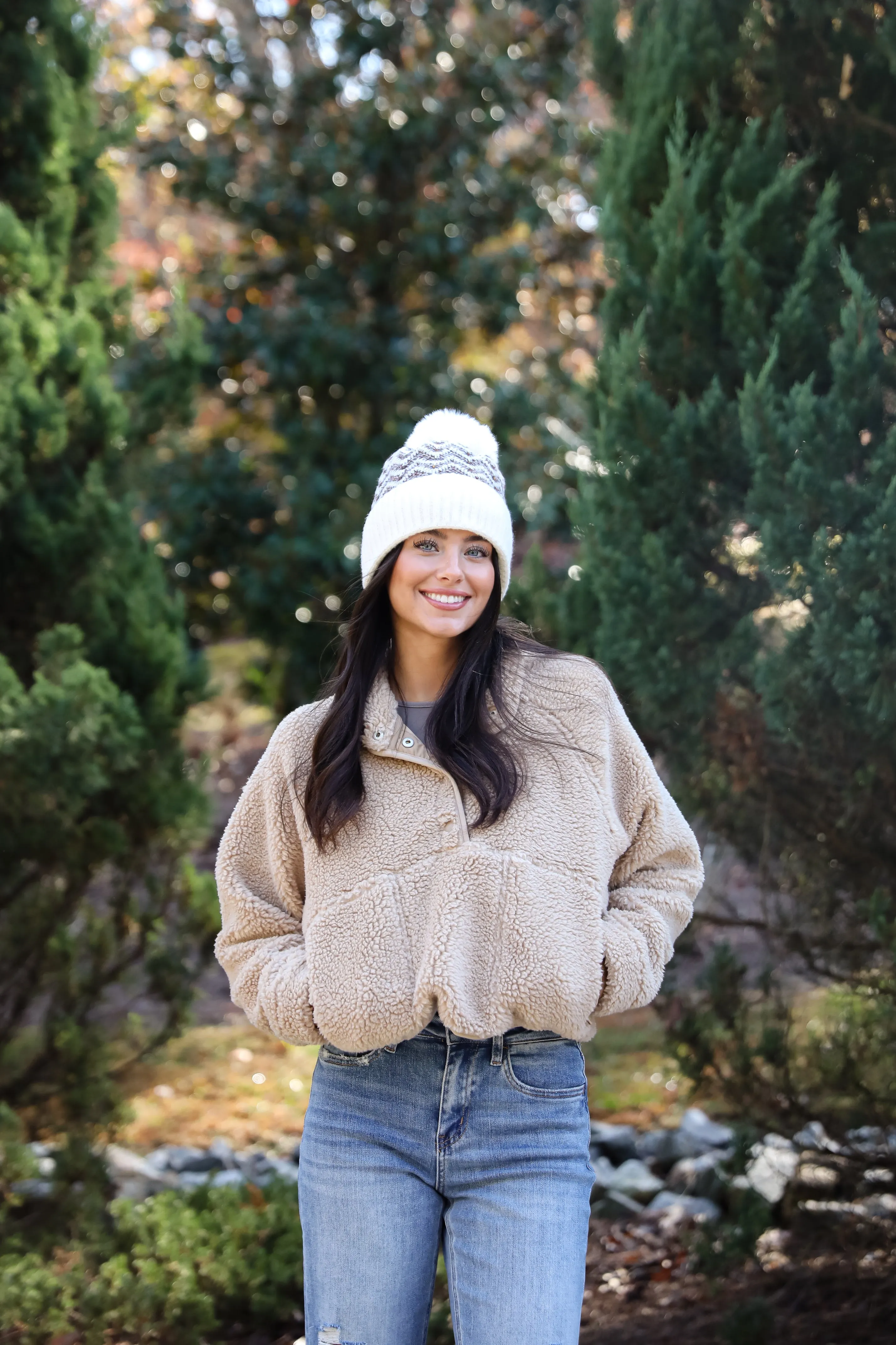 Hit The Slopes Beige Sherpa Pullover - DOORBUSTER
