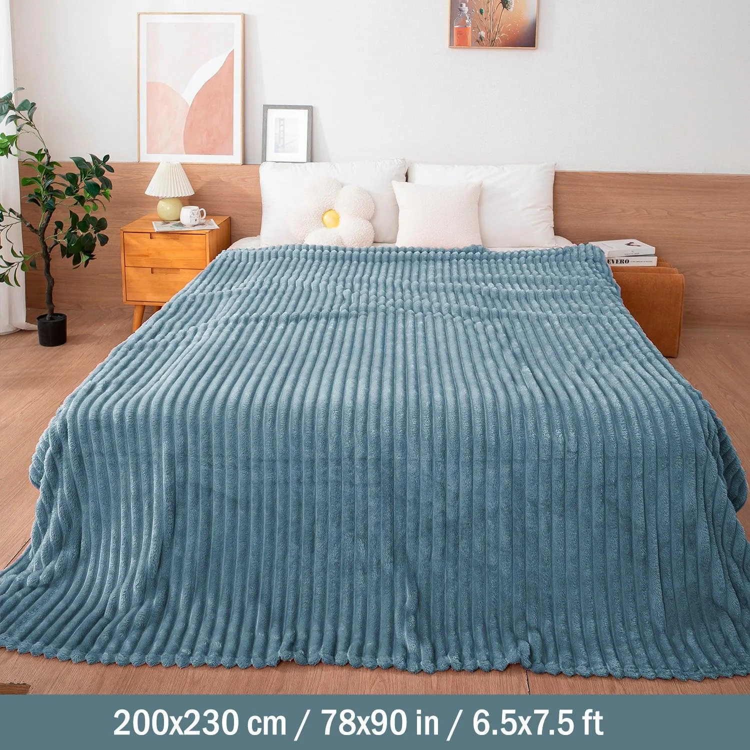 HOKIPO AC Blanket Double Bed Queen, 200x230 cm / 6.5x7.5 feet, Bluish Grey