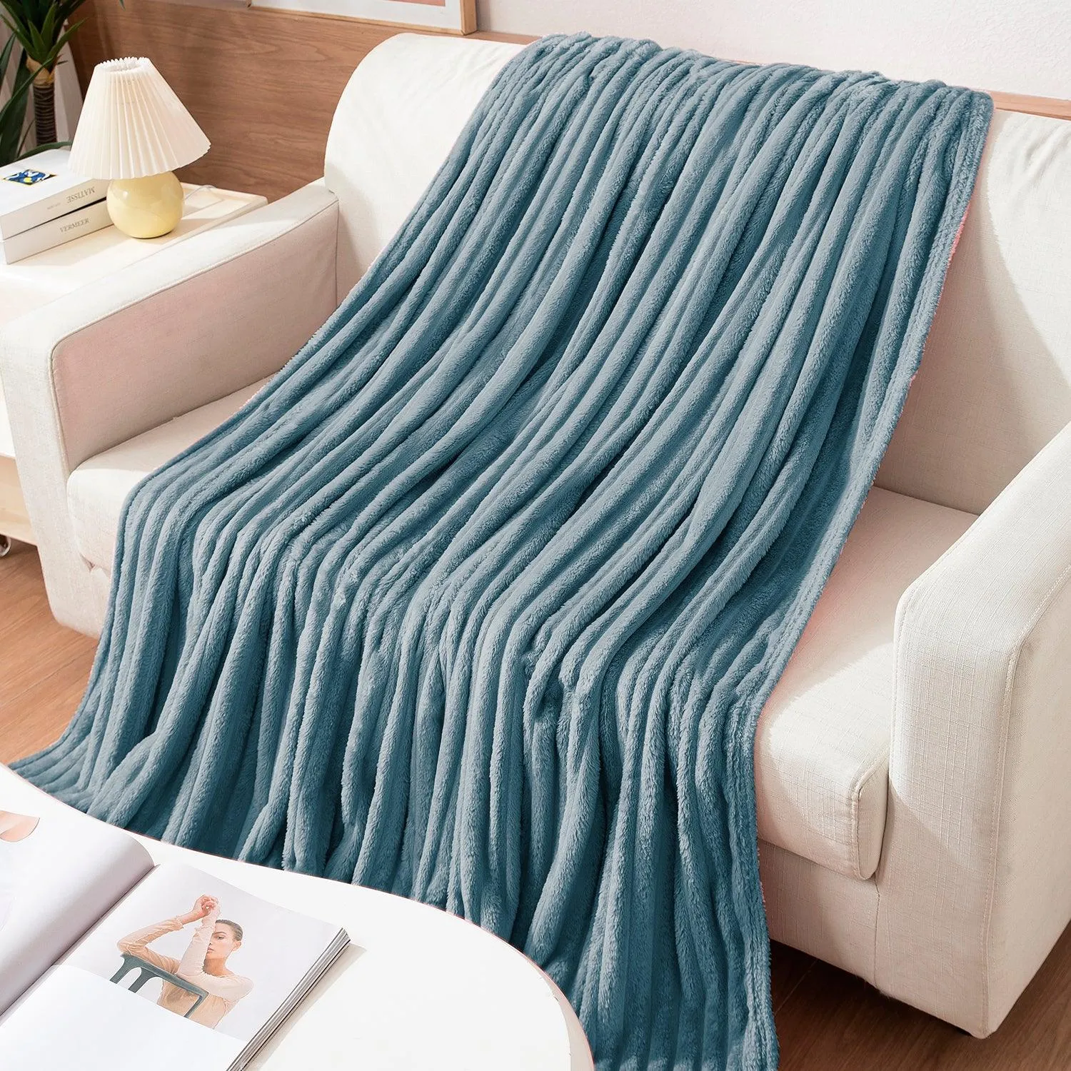 HOKIPO AC Blanket Double Bed Queen, 200x230 cm / 6.5x7.5 feet, Bluish Grey