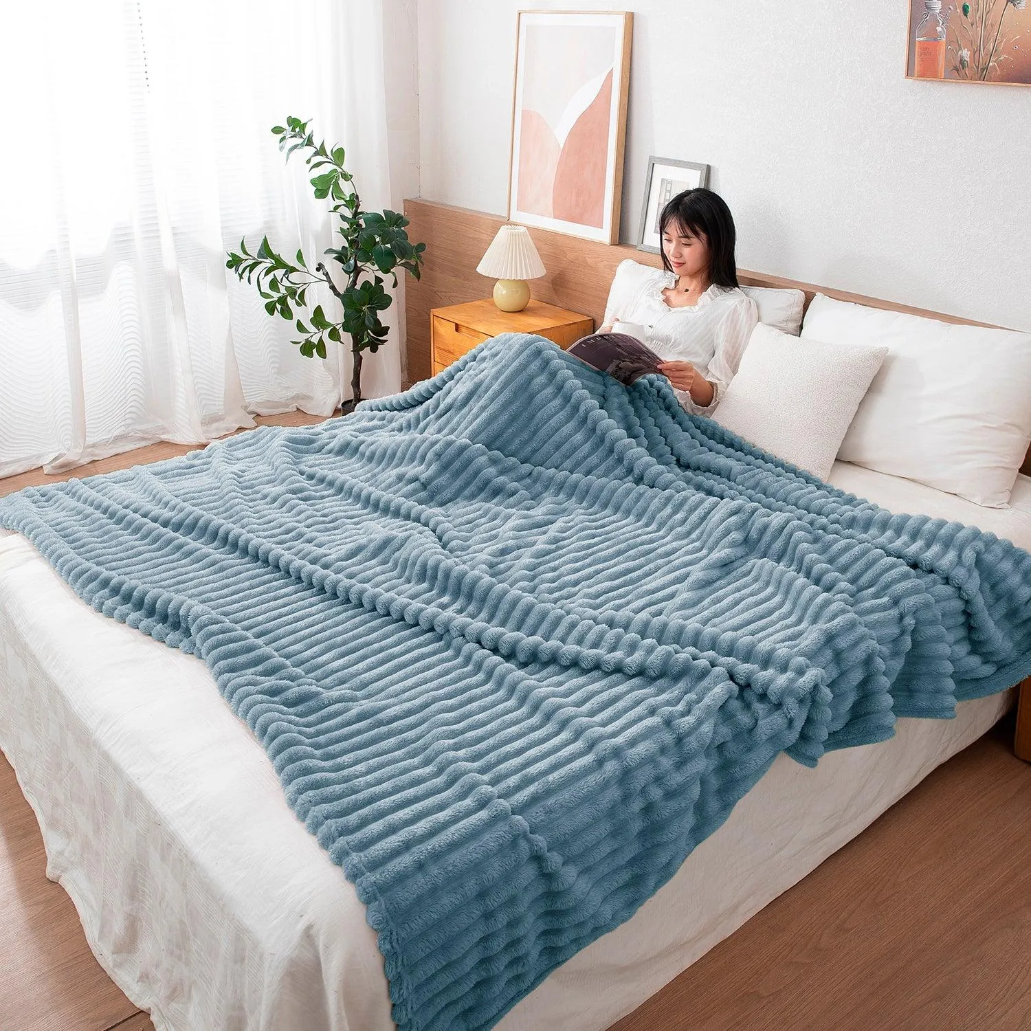 HOKIPO AC Blanket Double Bed Queen, 200x230 cm / 6.5x7.5 feet, Bluish Grey