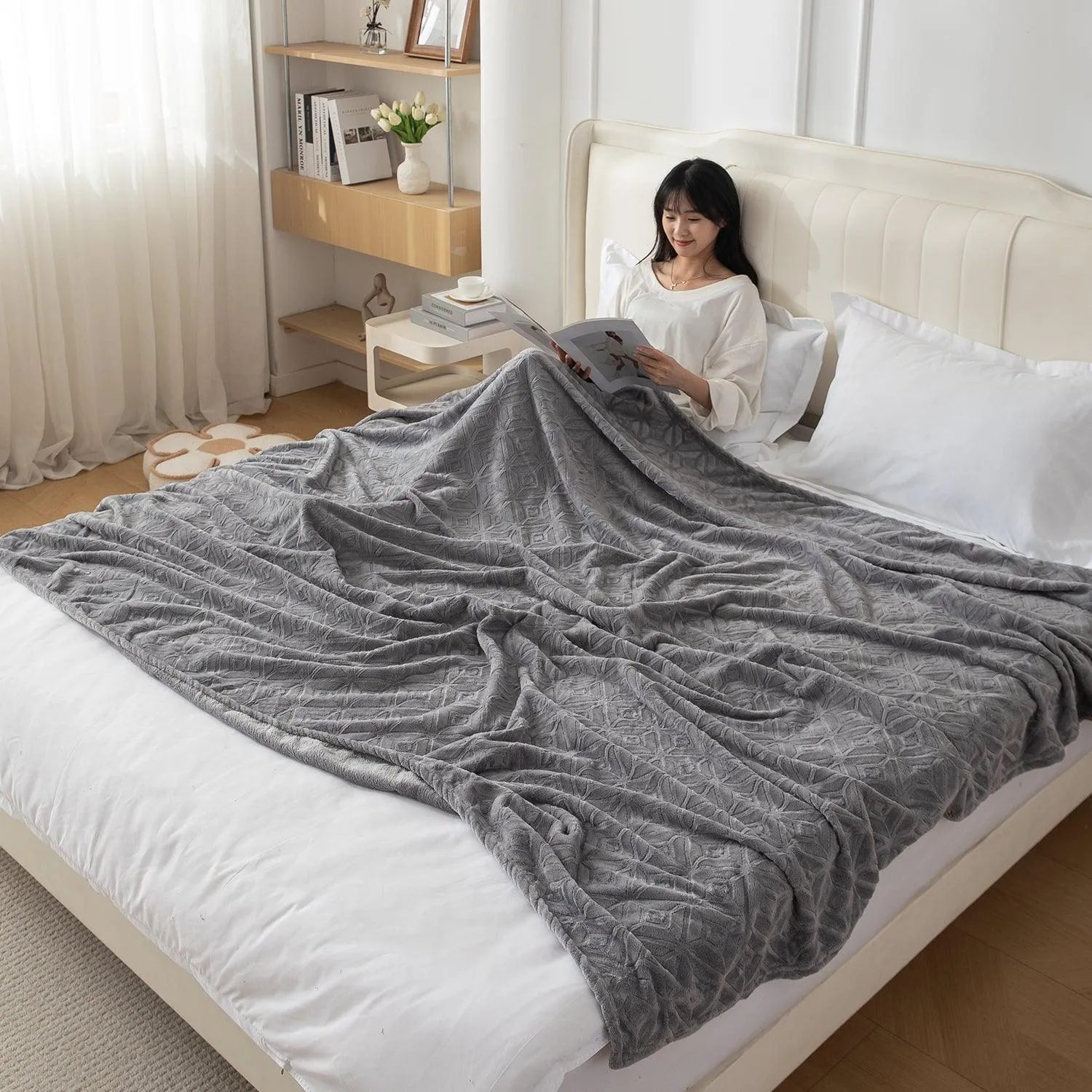 HOKIPO AC Blanket Double Bed Queen, 200x230 cm / 6.5x7.5 feet, Grey