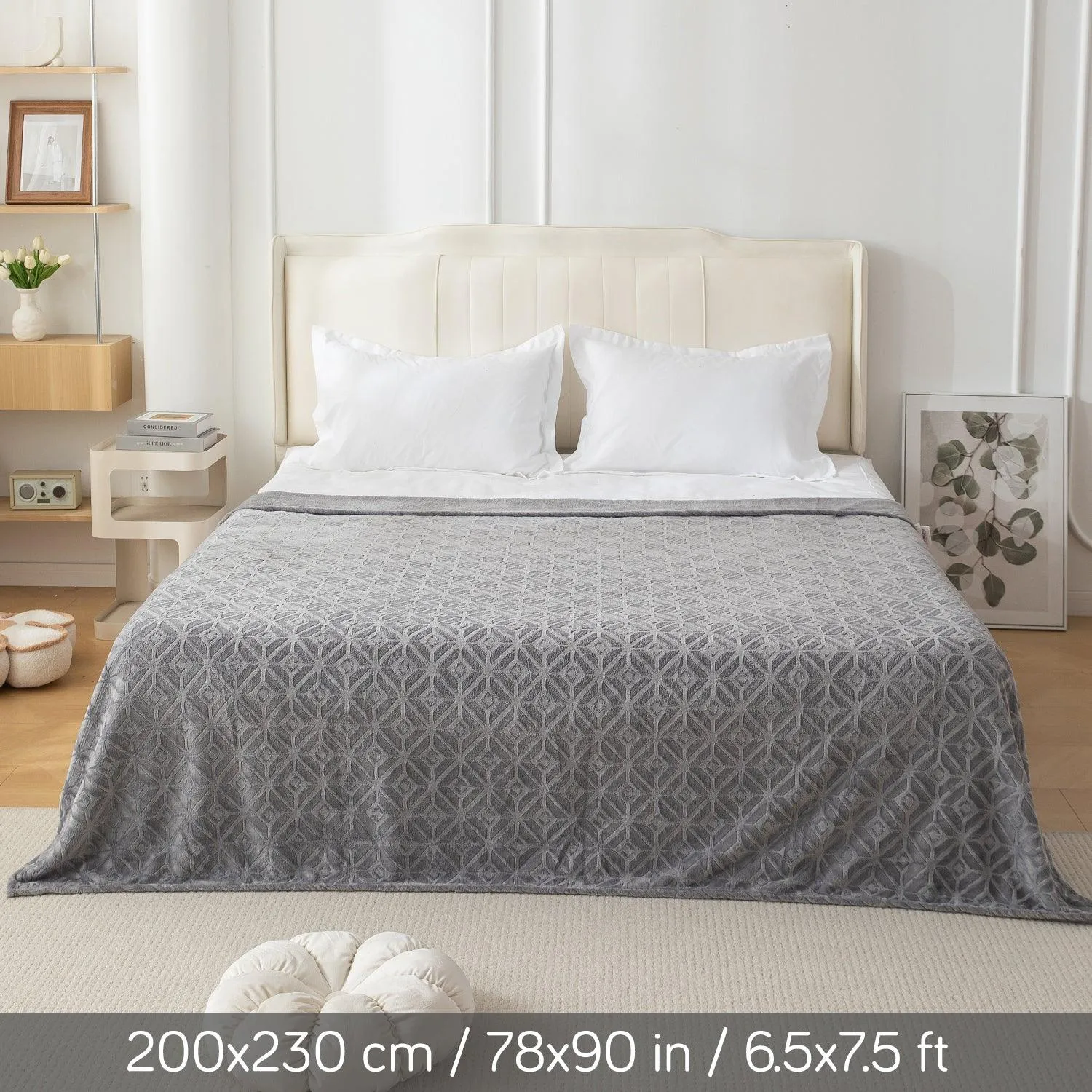 HOKIPO AC Blanket Double Bed Queen, 200x230 cm / 6.5x7.5 feet, Grey