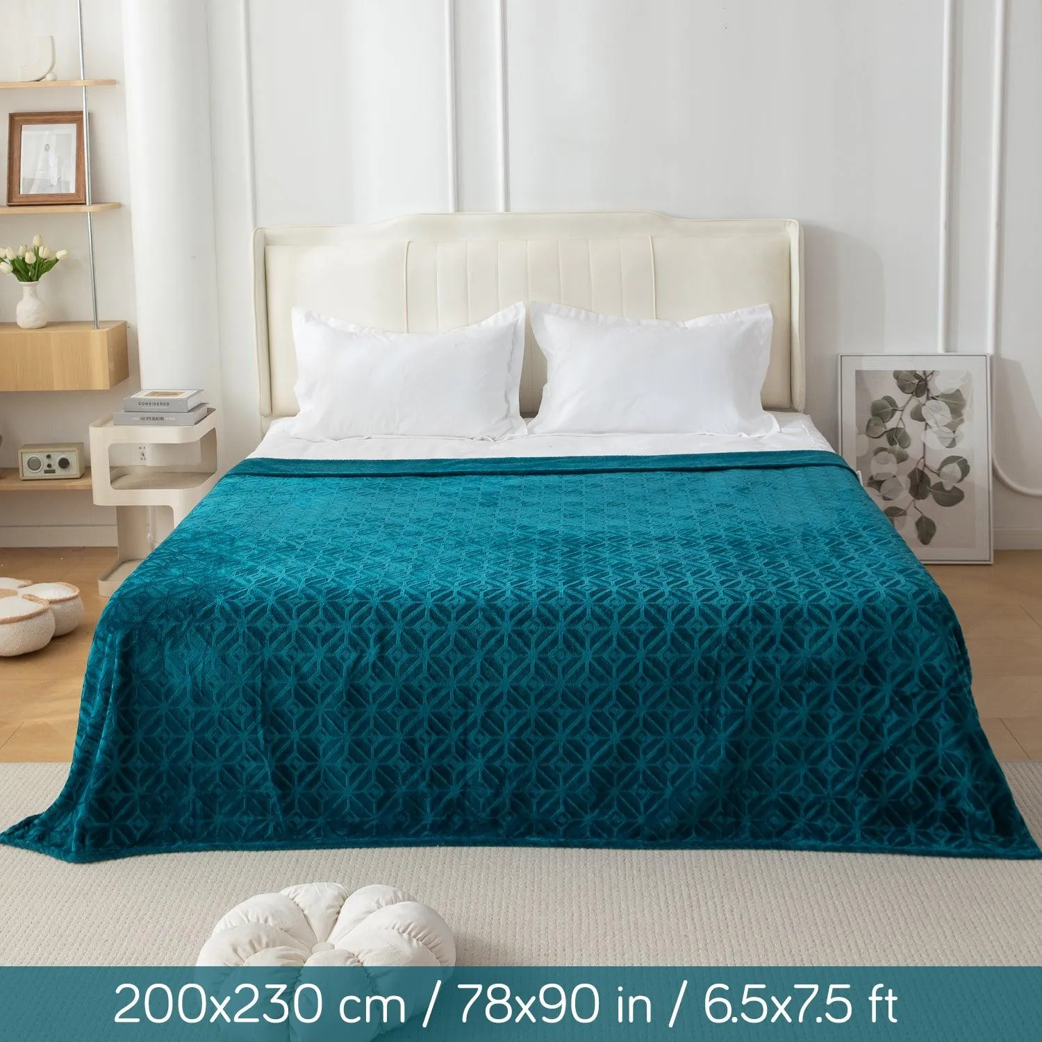 HOKIPO AC Blanket Double Bed Queen, 200x230 cm / 6.5x7.5 feet, Teal