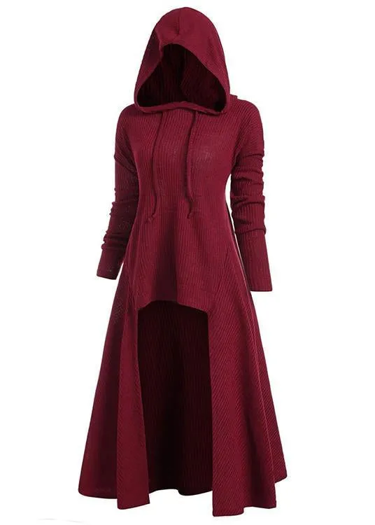 Hooded Pocket High Low Drop Shoulder Longline Sweater