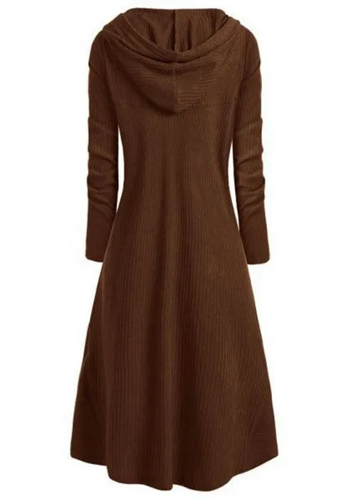 Hooded Pocket High Low Drop Shoulder Longline Sweater