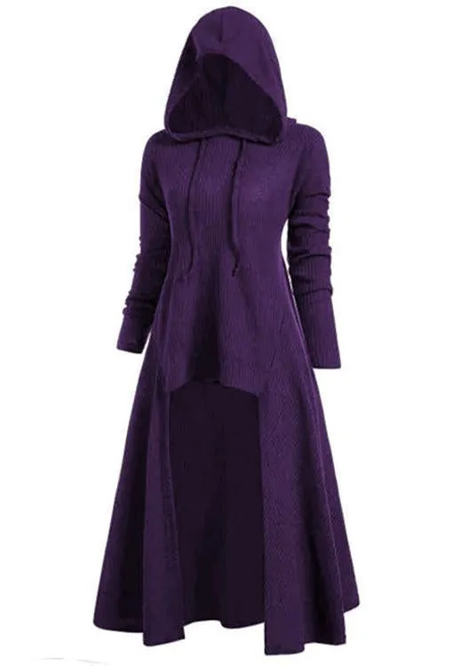 Hooded Pocket High Low Drop Shoulder Longline Sweater