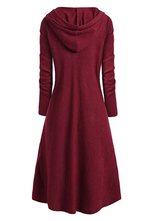 Hooded Pocket High Low Drop Shoulder Longline Sweater