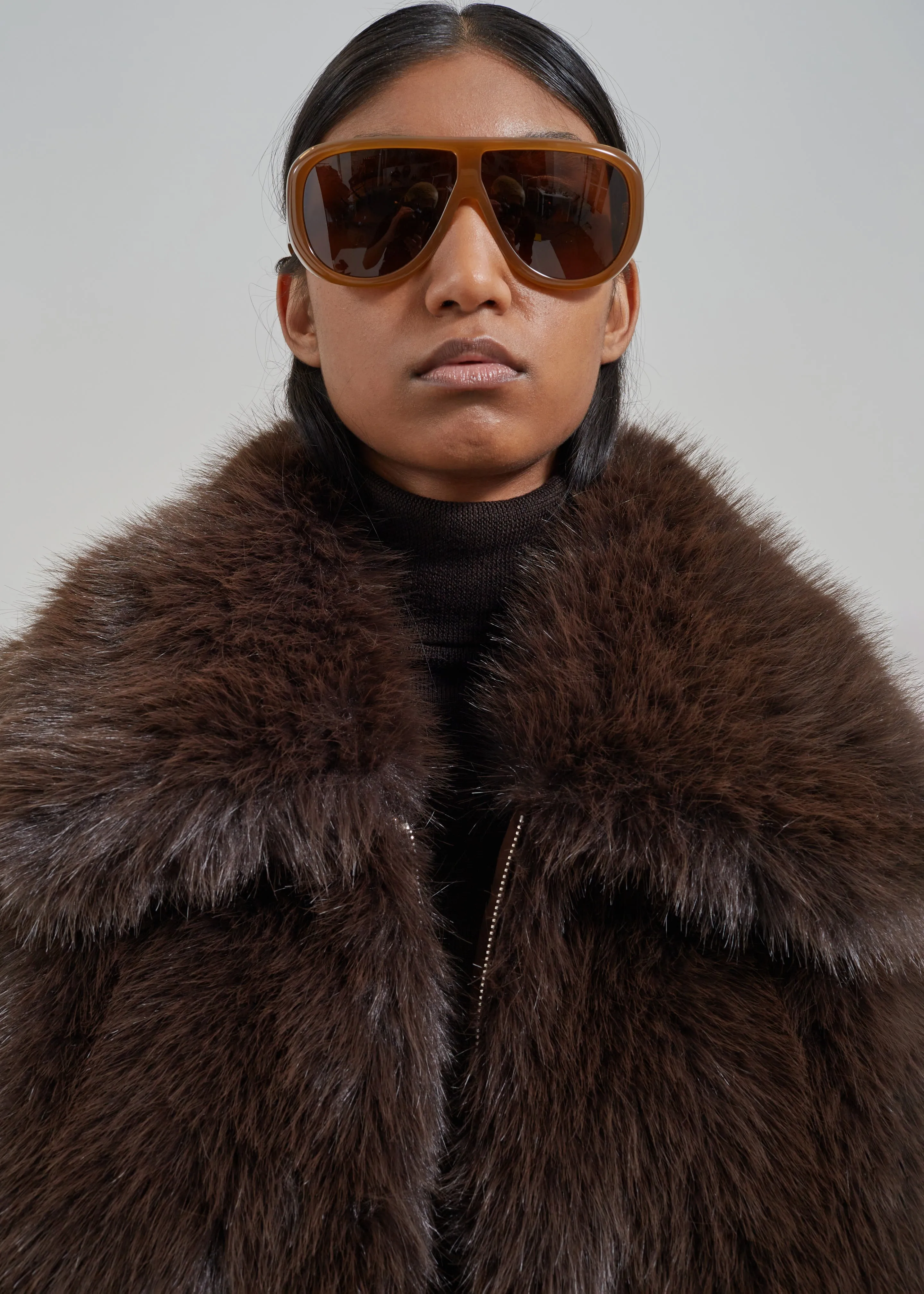Hope Faux Fur Jacket - Brown