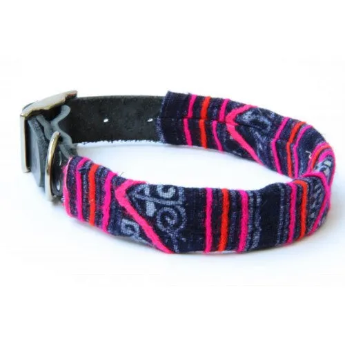 Ike & Stella Dog Collar - Fuschia / Indigo