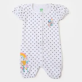 Infant Girls Knitted Romper Bee Flower - White