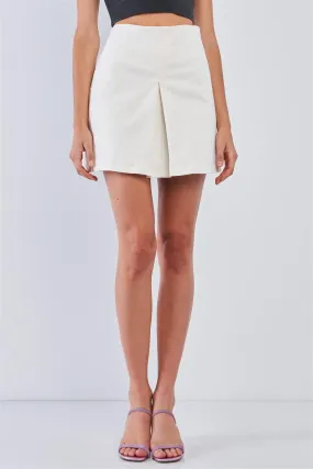 Ivory Minimalistic High Waist Pleated Front Mini Skirt /1-2-2-1