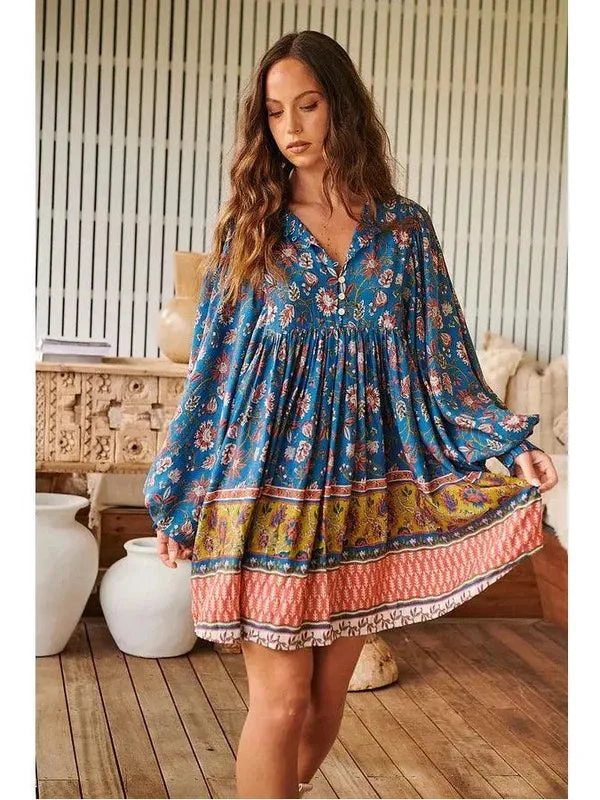 JAASE Salena Print Scarlett Mini Dress - Teal