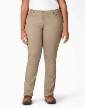 Jeans - Dickies Women's Plus Perfect Shape Straight Leg Stretch Denim Jeans FDW146