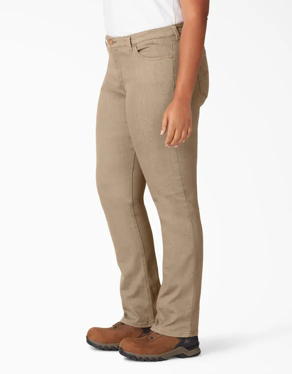Jeans - Dickies Women's Plus Perfect Shape Straight Leg Stretch Denim Jeans FDW146