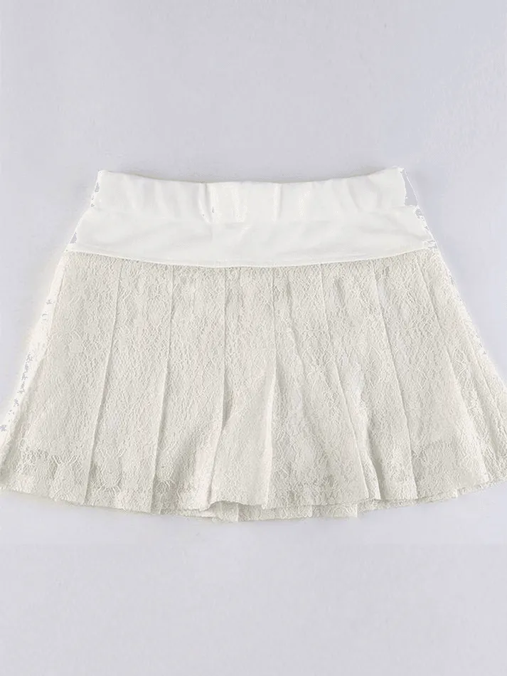 Joskaa A Line Pleated Lace Mini Skirt