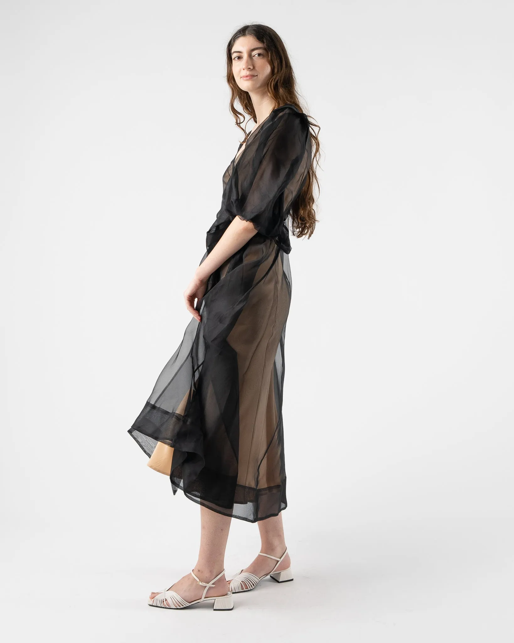 Kamperett V Neck Midi Slip Dress in Nude