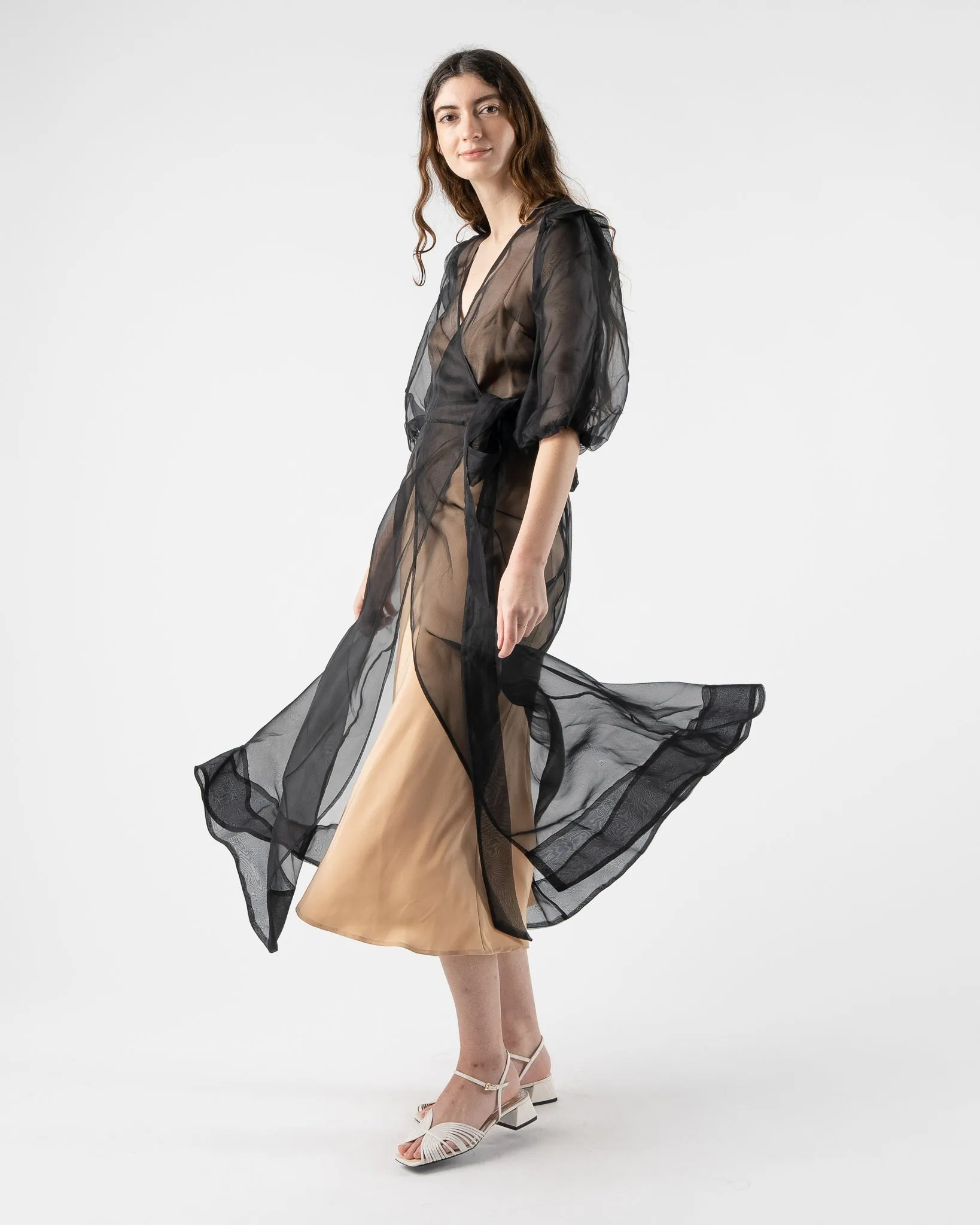 Kamperett V Neck Midi Slip Dress in Nude