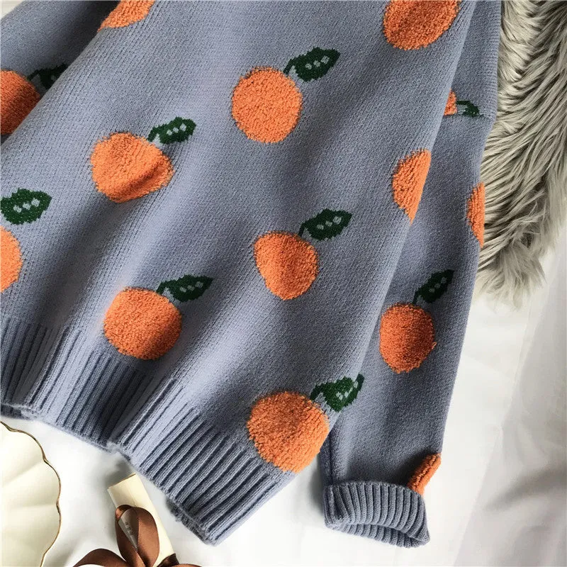 Kawaii Pullover Knit Cherry Sweater - Embrace Sweetness and Style 🍒👚