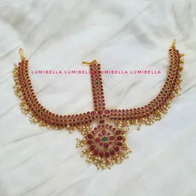 Kemp Three Layer Maang Tikka With White Beads