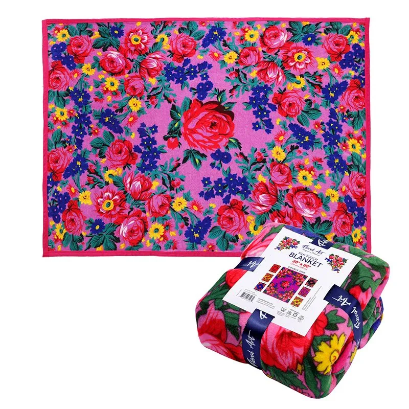 Kokum Floral Art Silk Touch Fleece - 60x80