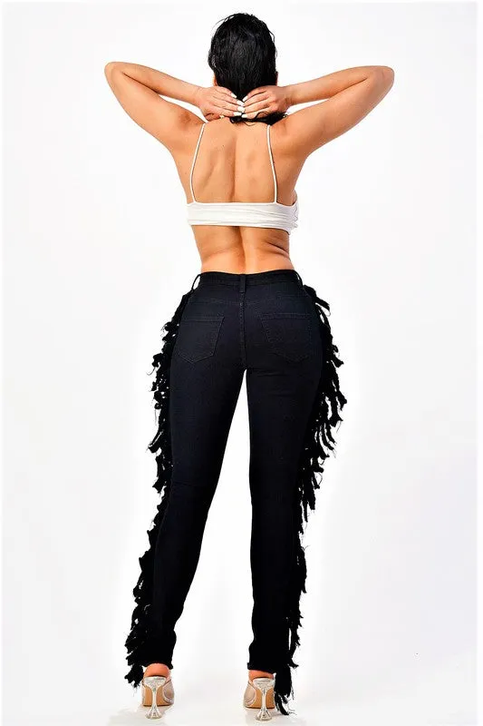 Lace Me Up Skinny Jeans Black