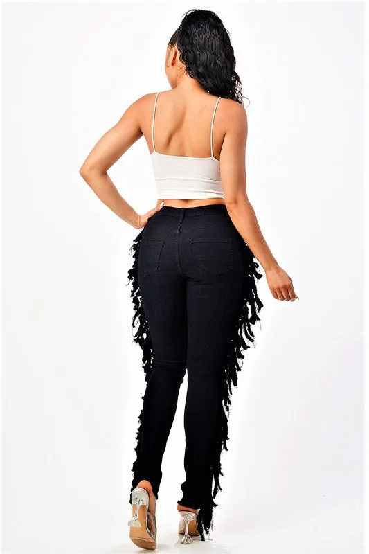 Lace Me Up Skinny Jeans Black