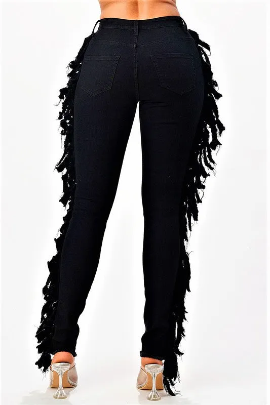 Lace Me Up Skinny Jeans Black