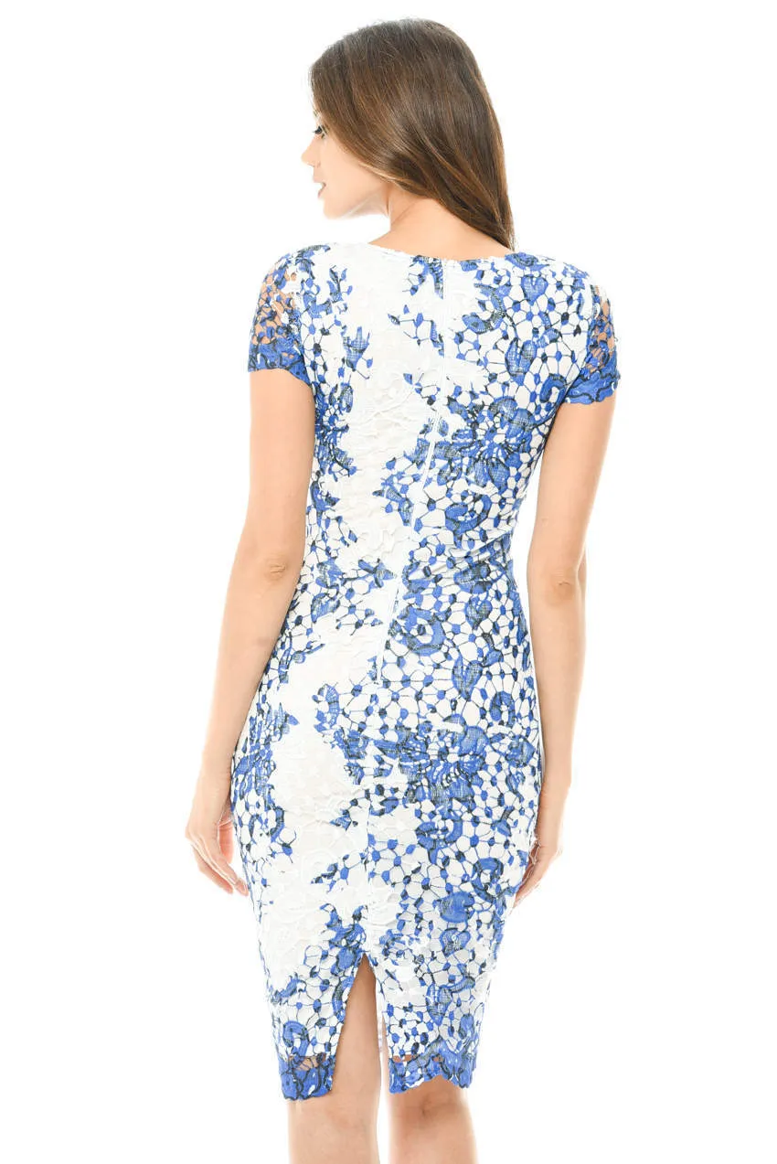 Lace Printed Midi Dress