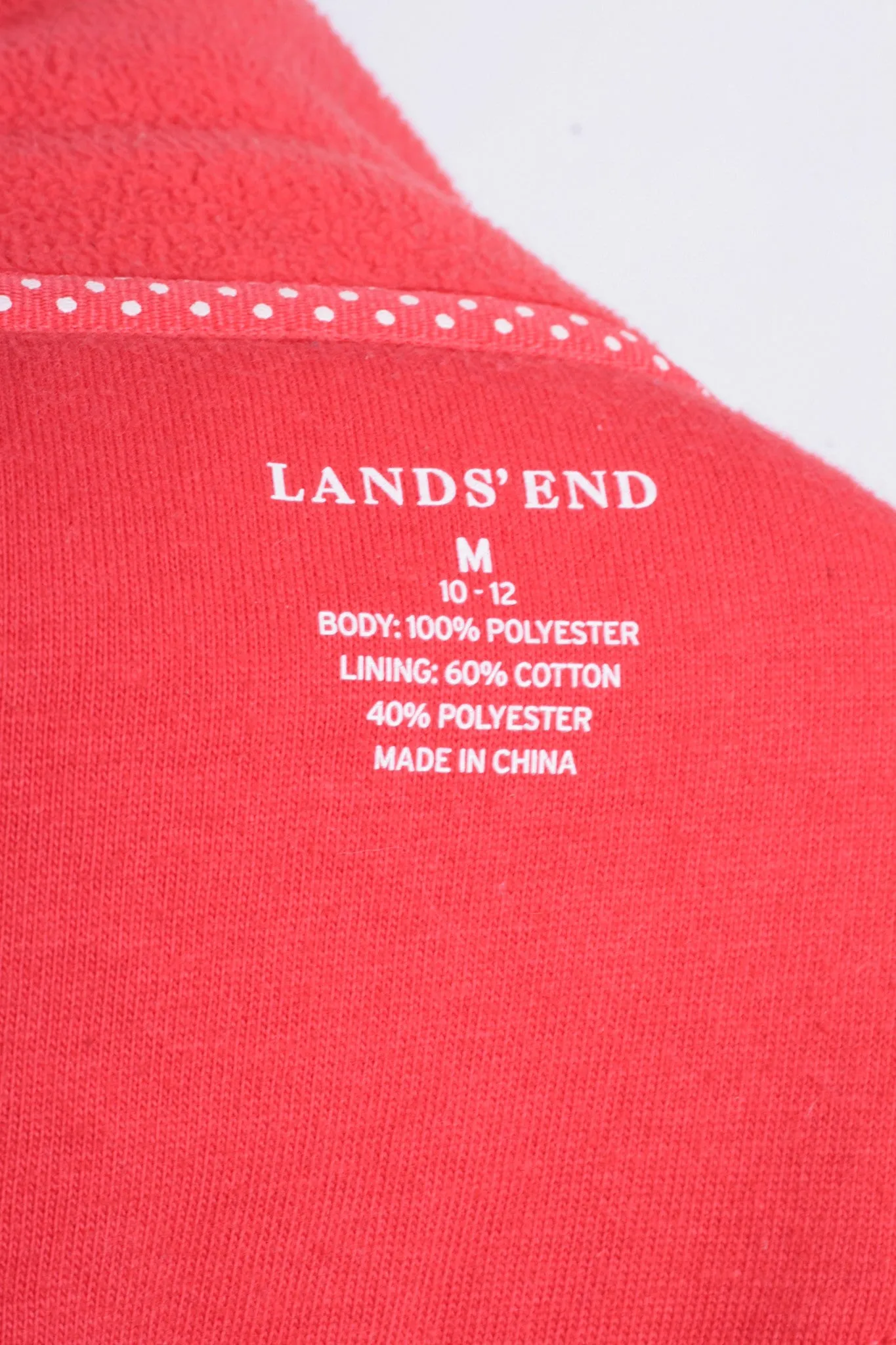 Lands'End Womens M Fleece Jacket Orange Buttons Down