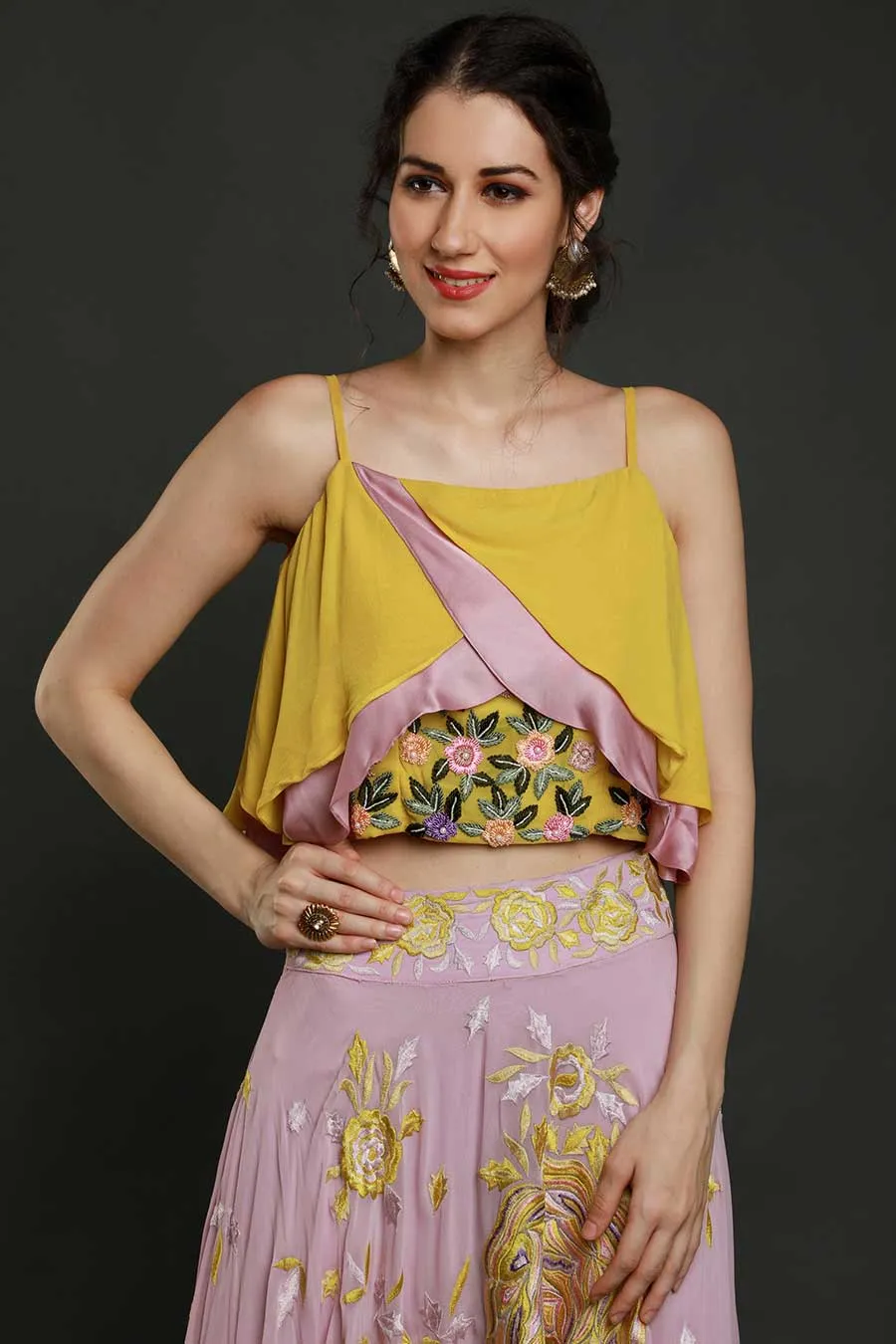 Lavender Layered Blouse & Skirt Set