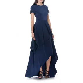 Layered Short Sleeve Navy Gown