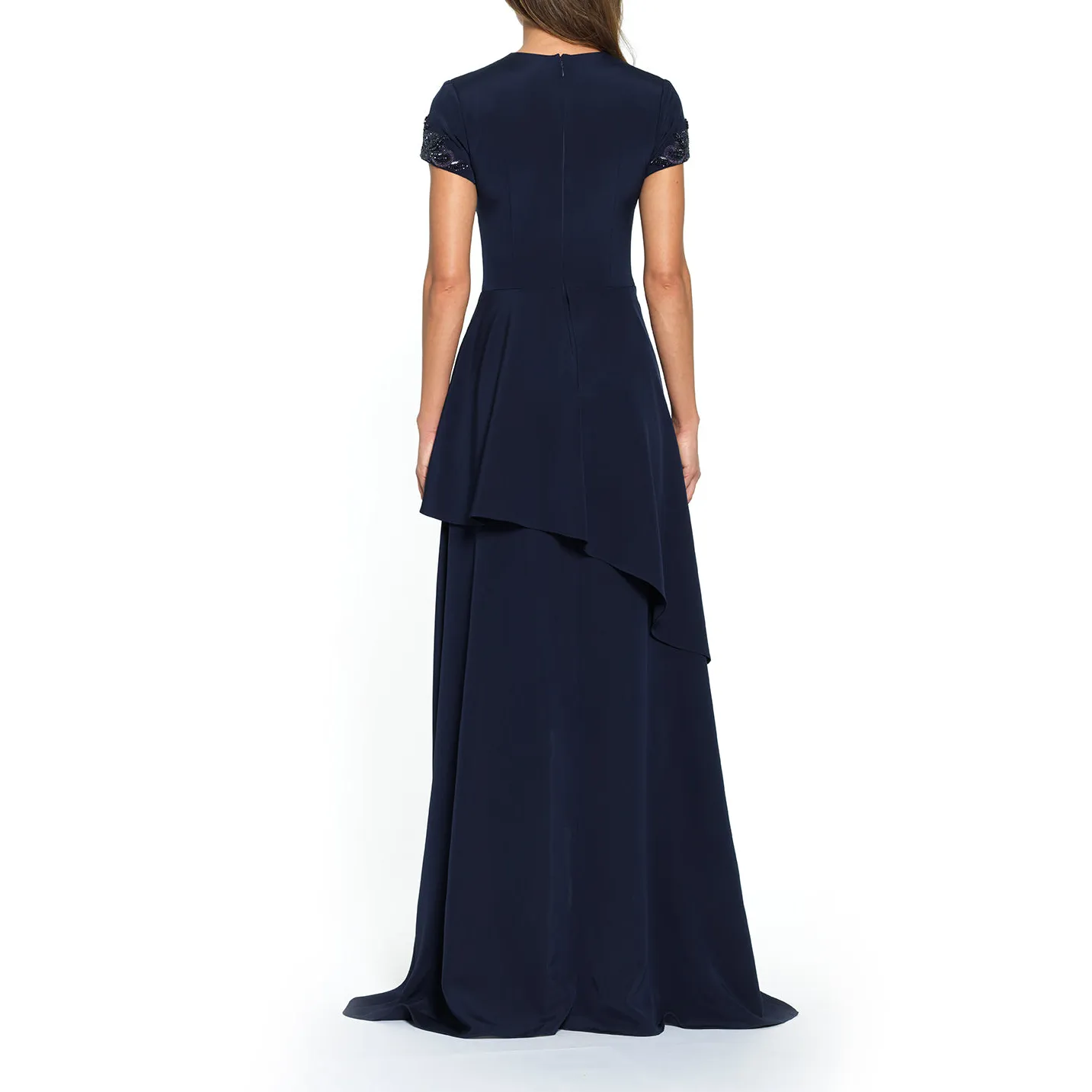 Layered Short Sleeve Navy Gown