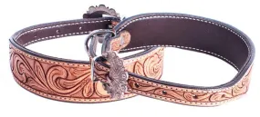 Leaf tooled leather dog collar