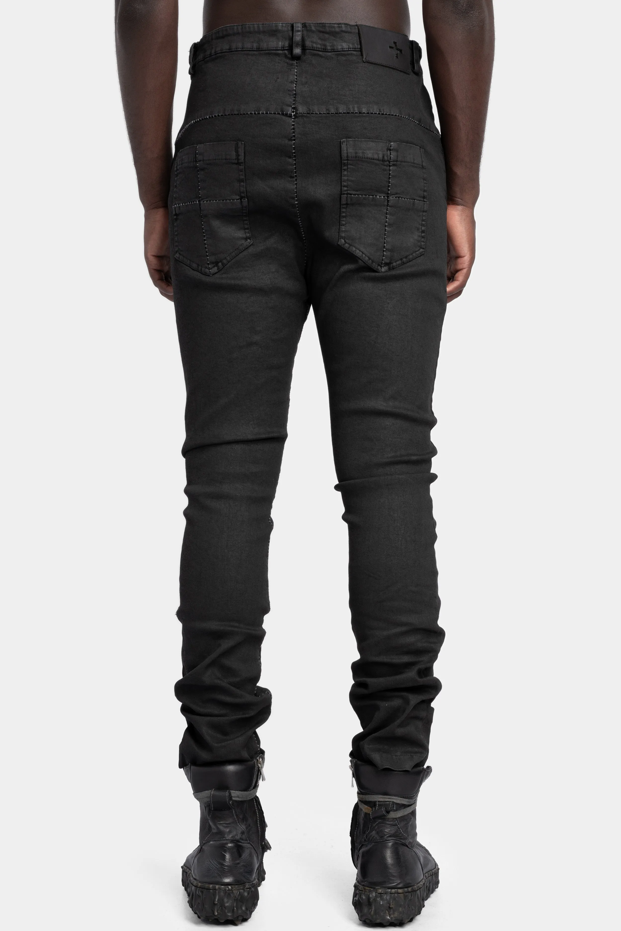 Leather effect coated slim fit jeans