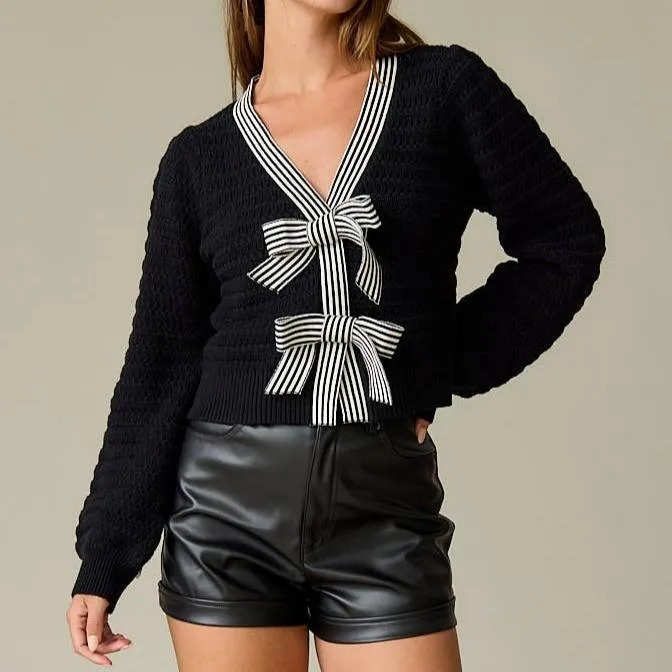 Lillian Bow Knit Sweater Top