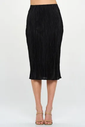 Made in USA Solid Plisse Midi Skirt