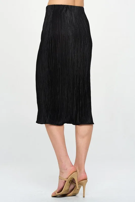 Made in USA Solid Plisse Midi Skirt