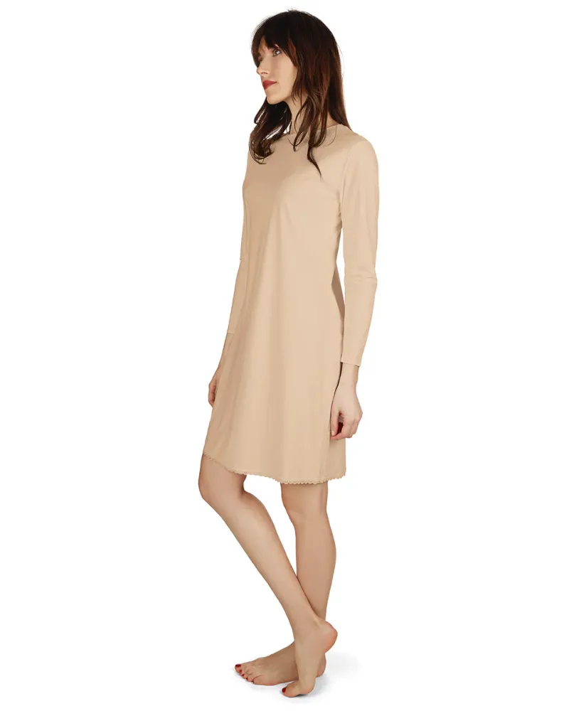 Me Moi Nude Bonded Long Sleeve Shell Dress 38"