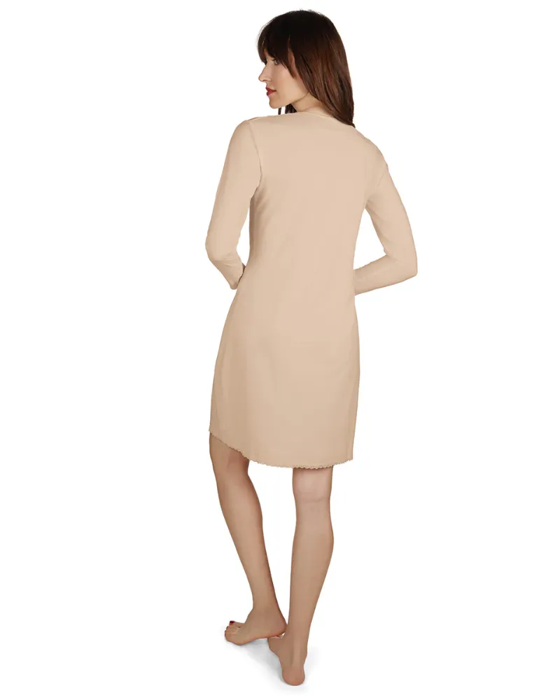 Me Moi Nude Bonded Long Sleeve Shell Dress 38"