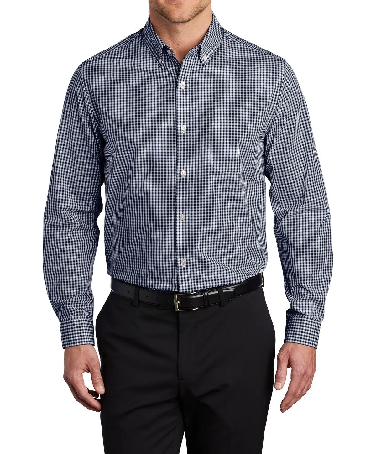 Men's Long Sleeve Broadcloth Gingham Dress Shirt