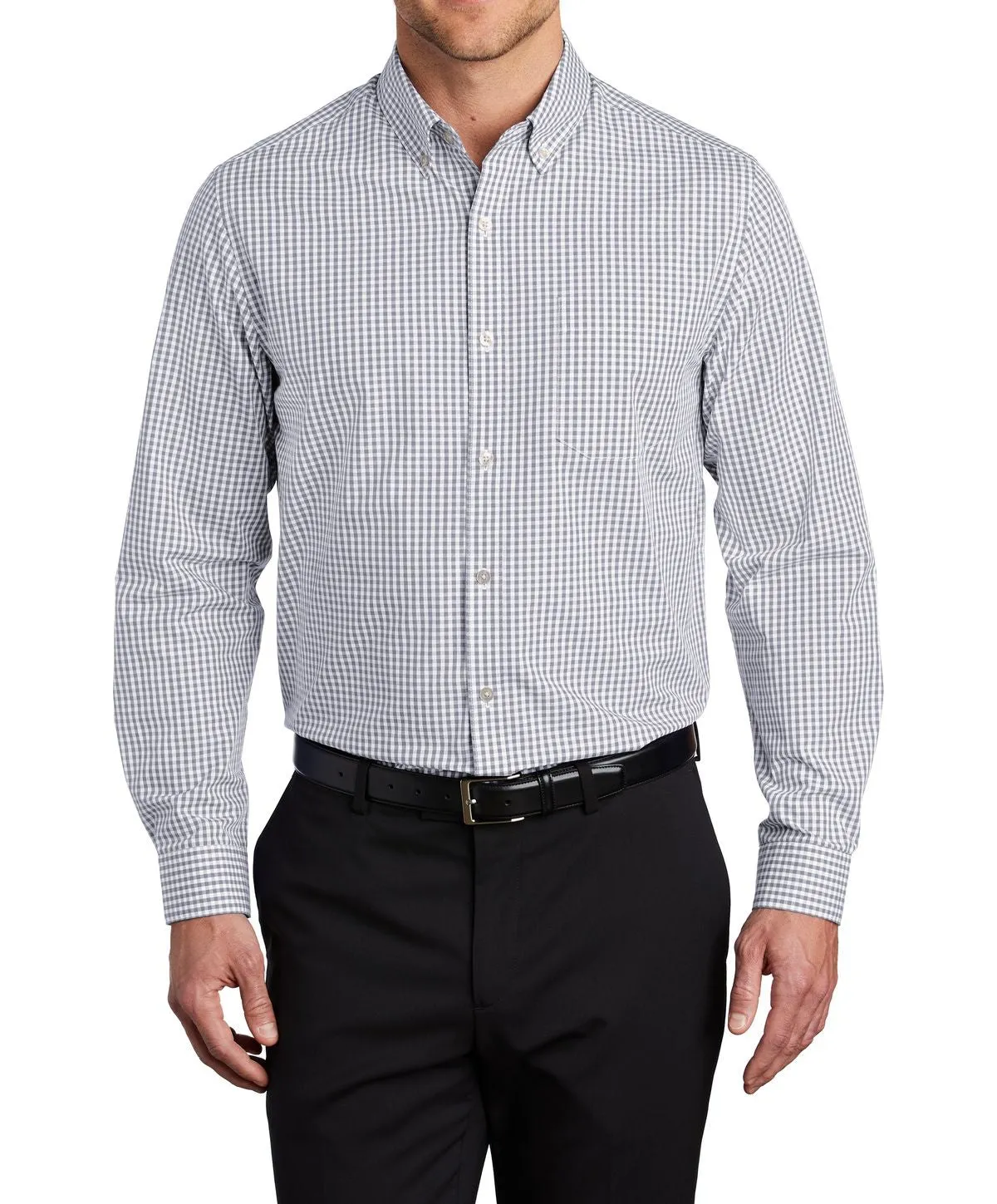 Men's Long Sleeve Broadcloth Gingham Dress Shirt