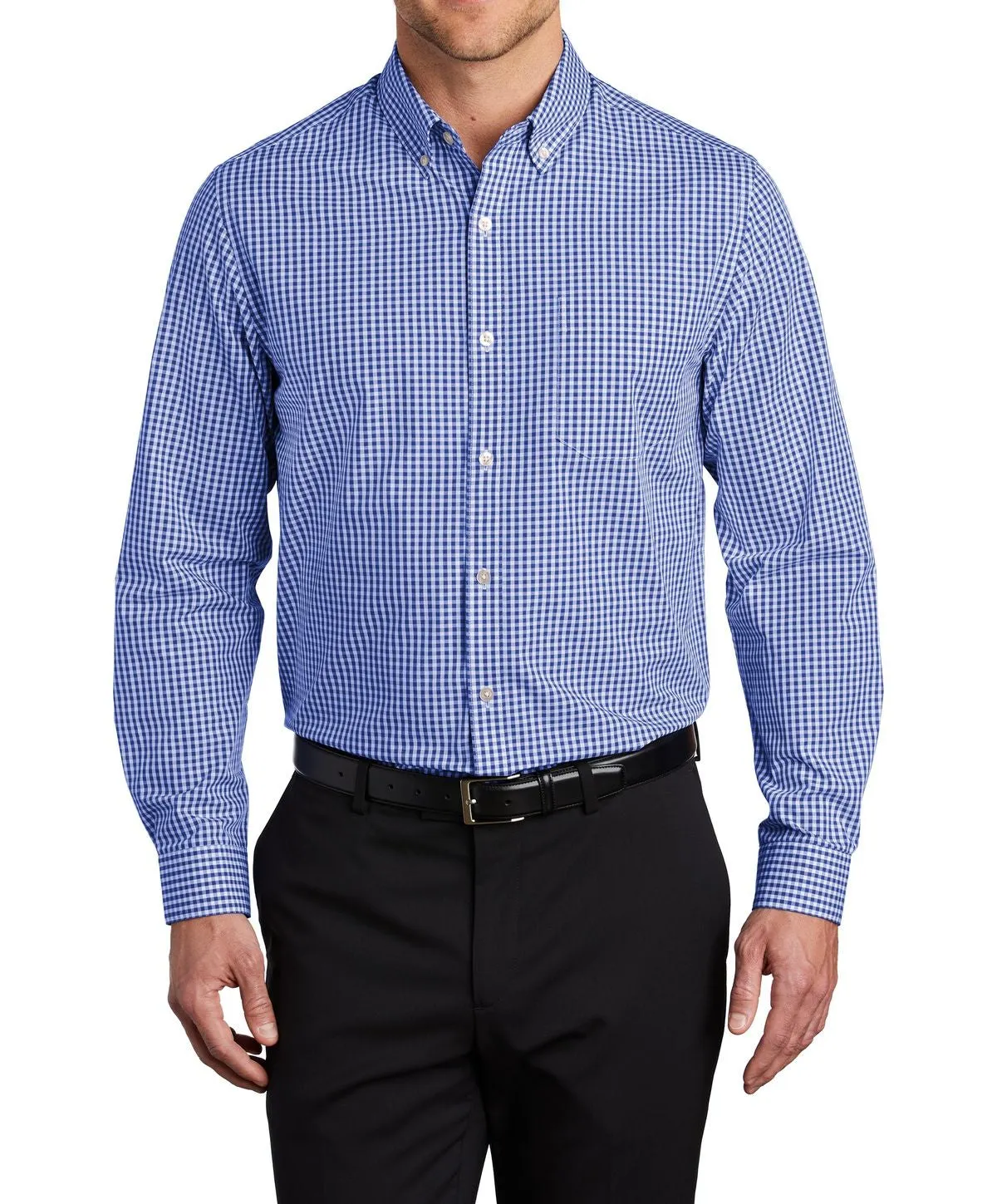 Men's Long Sleeve Broadcloth Gingham Dress Shirt